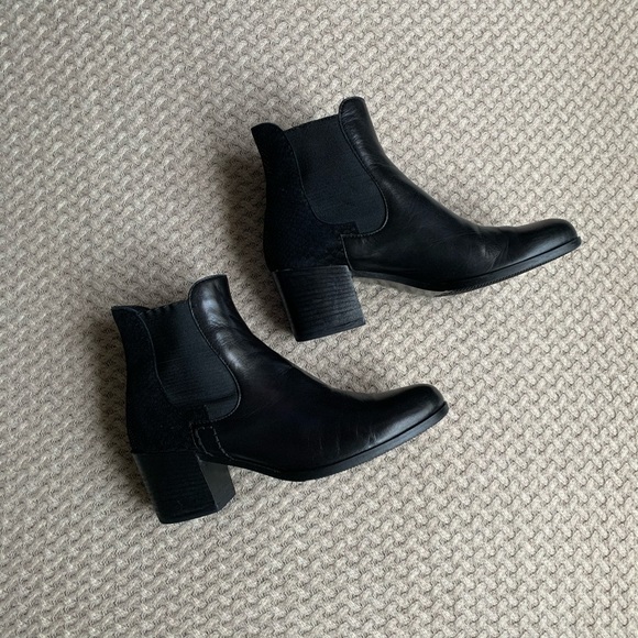 George J Love Black Leather Ankle Boots with Animal Print Detail - Picture 8 of 13